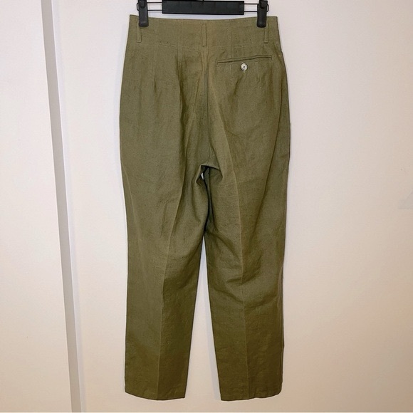 VINTAGE Trouser Pants Pleated Front Olive Khaki Green Small fits 2 4 - Picture 2 of 10